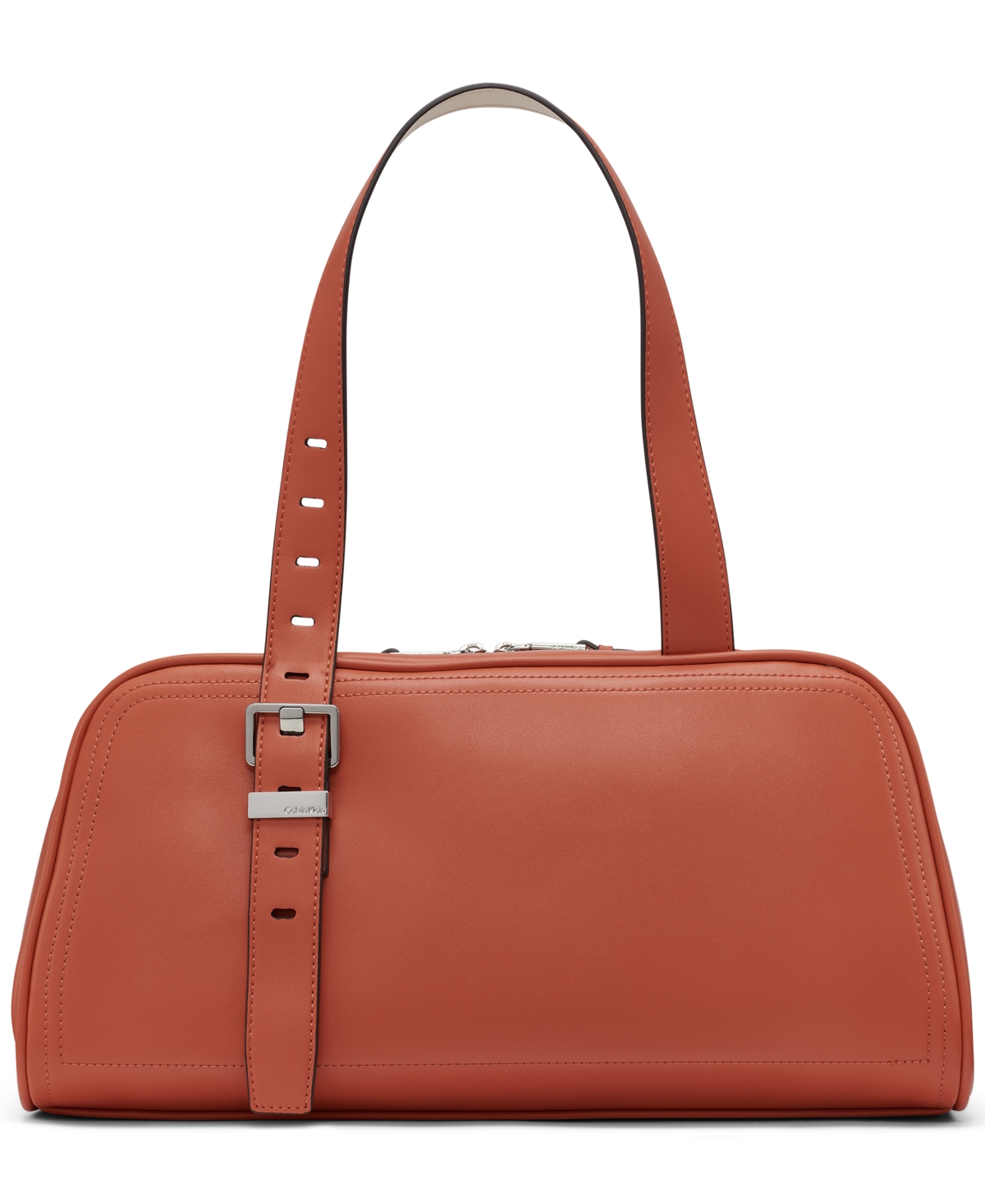 Calvin Klein Lowen Satchel Bag In Chili Spice,cherub White