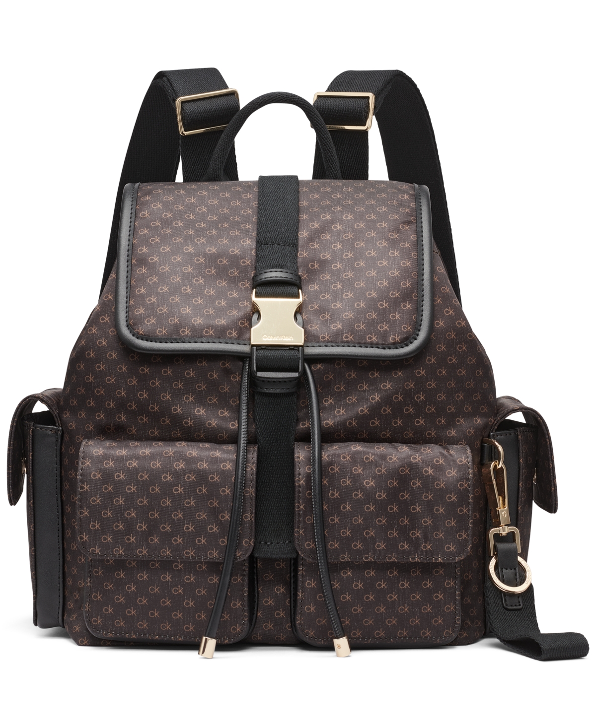 Calvin Klein Elora Medium Backpack Bag In Brown Khaki,black