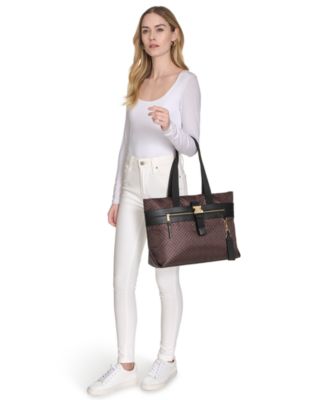 Elora Nylon Mini Signature Top Zipper Tote Bag