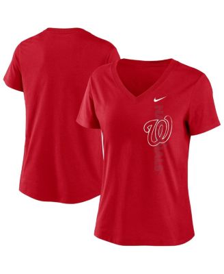 Nike - Women's Red Washington Nationals Local Team Tri-Blend V-Neck T-Shirt