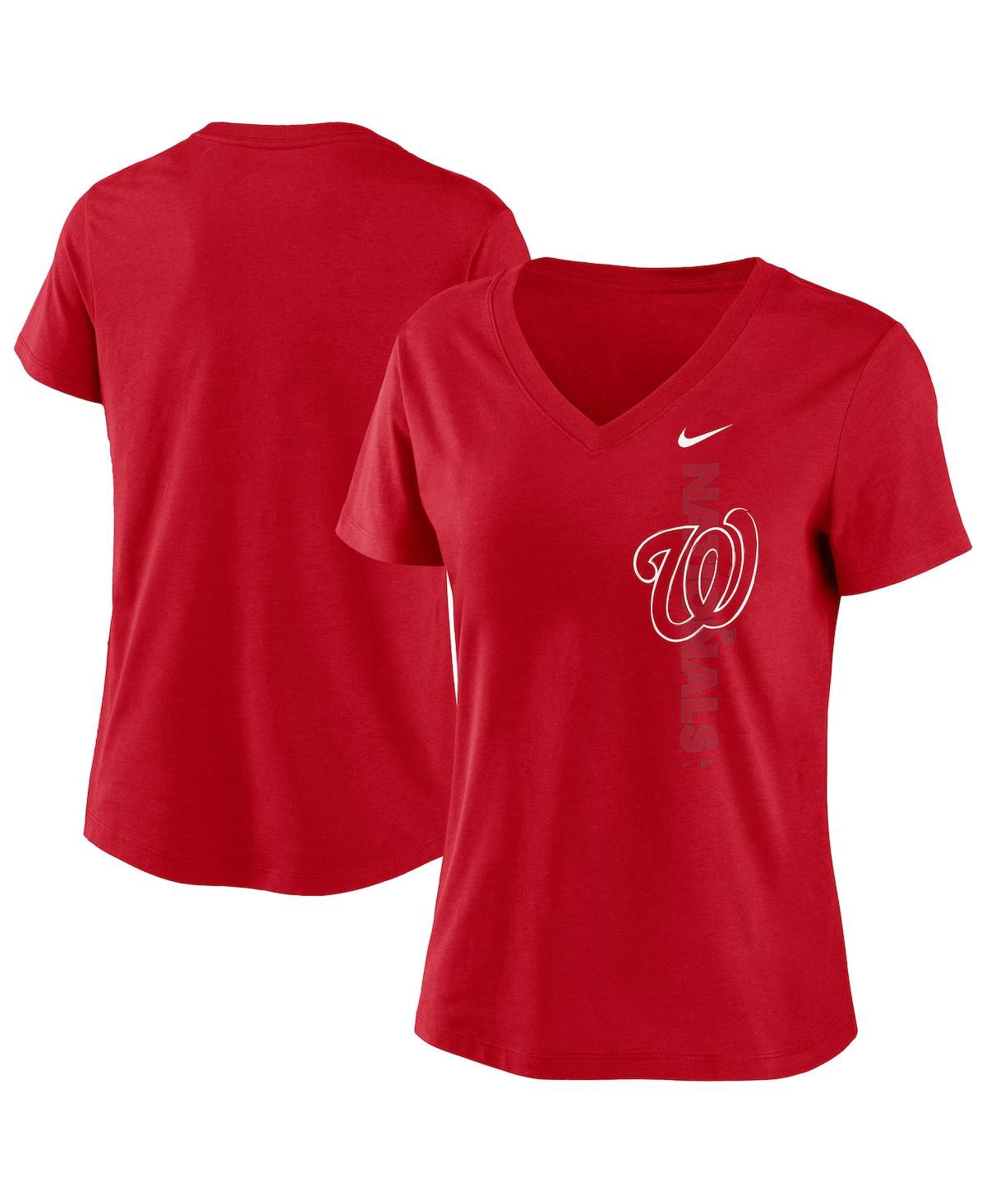 Nike Women's Red Washington Nationals Local Team Tri-blend V-neck T-shirt In Red