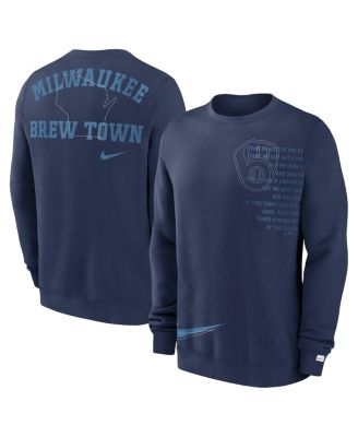 Nike - Men's Navy Milwaukee Brewers Statement Ball Game Pullover Sweatshirt