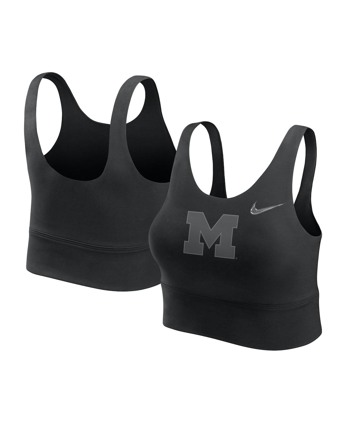 Women's Black Michigan Wolverines Performance Longline Sports Bra - Black