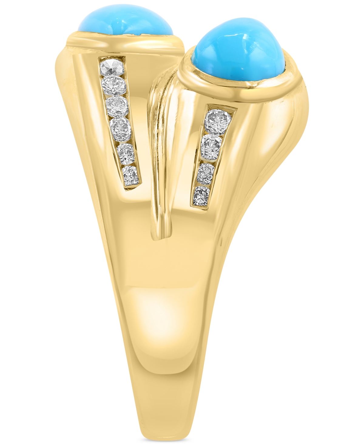 Effy Collection Effy Turquoise (5x7mm) & Diamond (1/4 Ct. T.w.) Statement Ring In 14k Yellow Gold
