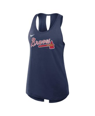 Women's Navy Atlanta Braves Crisscross Performance Tank Top
