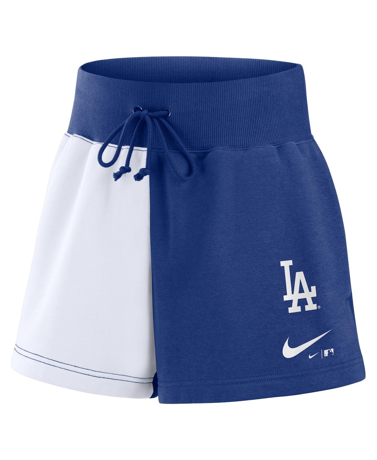 Nike Women's Royal/white Los Angeles Dodgers Color-block Phoenix Fleece Lounge Shorts In Royal,white