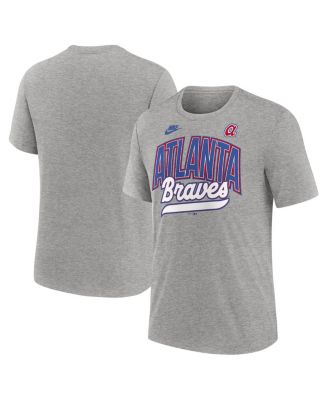 Nike - Men's Heather Gray Atlanta Braves Cooperstown Collection Retro Tri-Blend T-Shirt