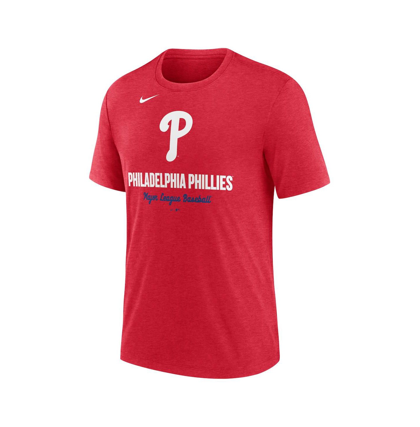 Мужская футболка Nike Heather Red Philadelphia Phillies Logo Tri-Blend — фото 2