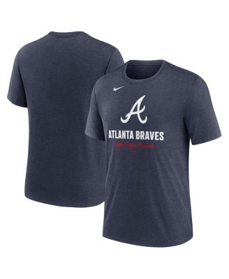 Nike - Men's Heather Navy Atlanta Braves Logo Tri-Blend T-shirt