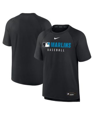 Nike - Men's Black Miami Marlins Authentic Collection Pregame Raglan Performance T-Shirt