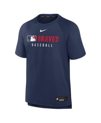 Men's Navy Atlanta Braves Authentic Collection Pregame Raglan Performance T-Shirt