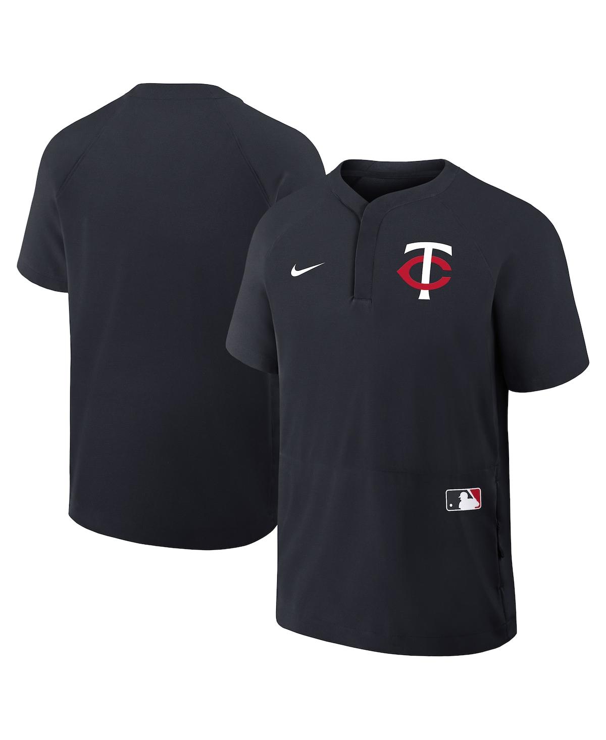 Nike Men's Navy Minnesota Twins Authentic Collection Raglan Short Sleeve Windshirt In Navy