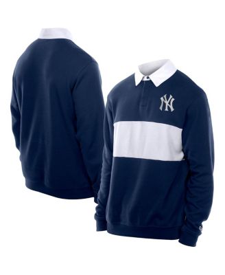 New Era - Men's Navy New York Yankees Throwback Prep Colorblock Rugby Polo