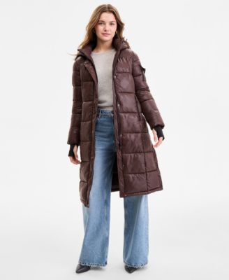 Women's Shiny Hooded Maxi Puffer Coat