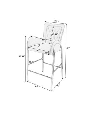   Set of 2  Velvet Upholstered, Tufted Armchairs, Gold Metal Legs   Elegant Design Bar Stools