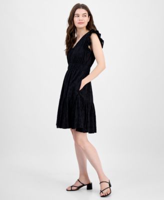 Women's Cotton Eyelet Drawstring-Waist Dress