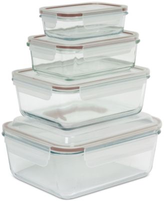 8-Piece Rectangular Glass Container Food Storage Set