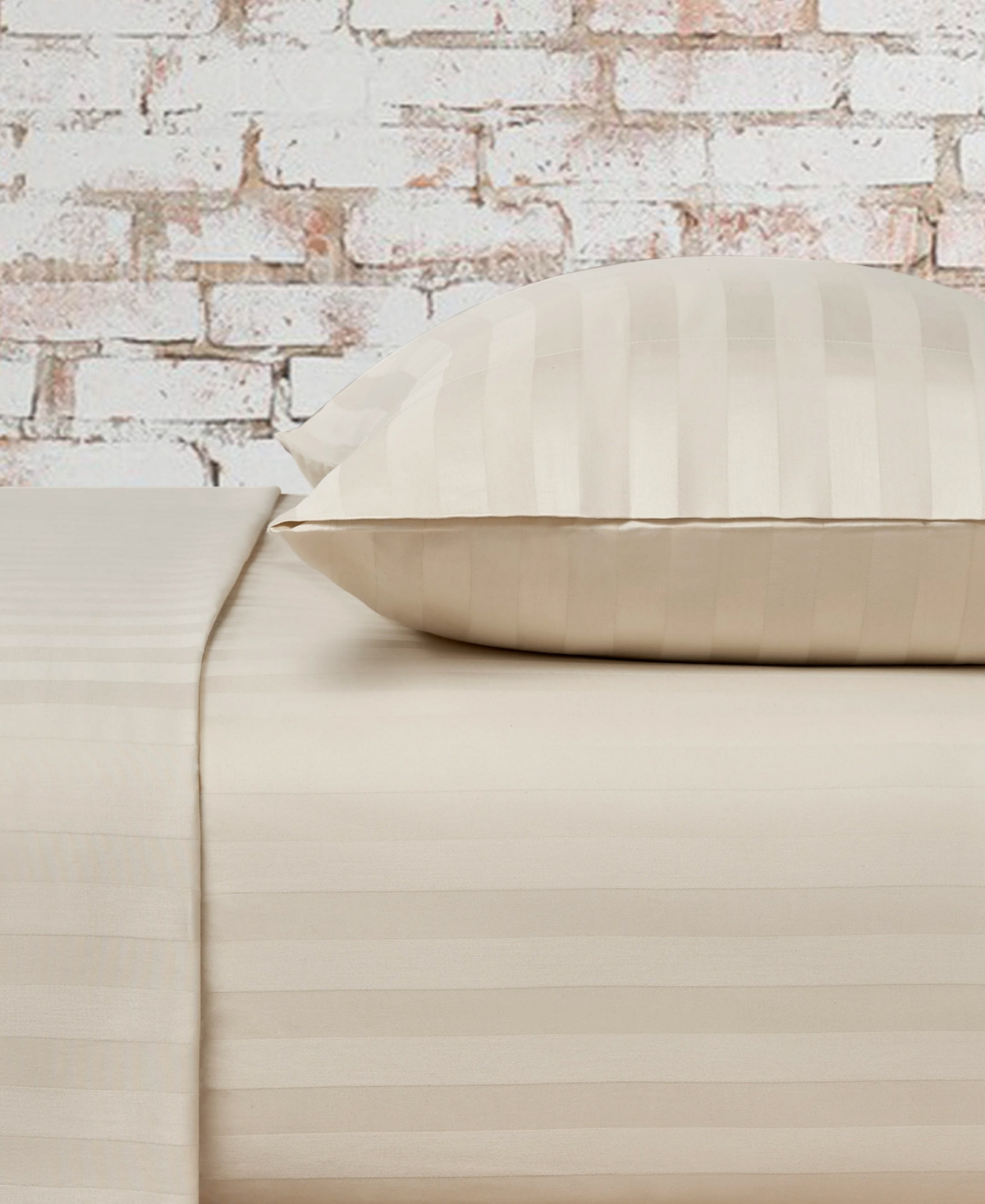 French Connection Damask Stripe 300-Thread Count Cotton Sateen 3-Pc. Sheet Set, Twin