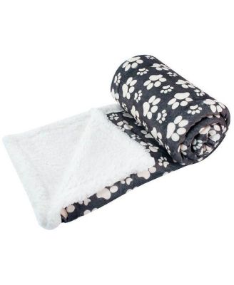 Ultra soft cozy Flannel Paw Print & Sherpa pet Blanket