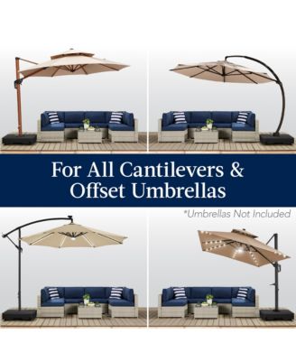 Heavy-Duty Outdoor Cantilever Base Stand w/ Wheels, Locks, Fillable 330lb Capacity