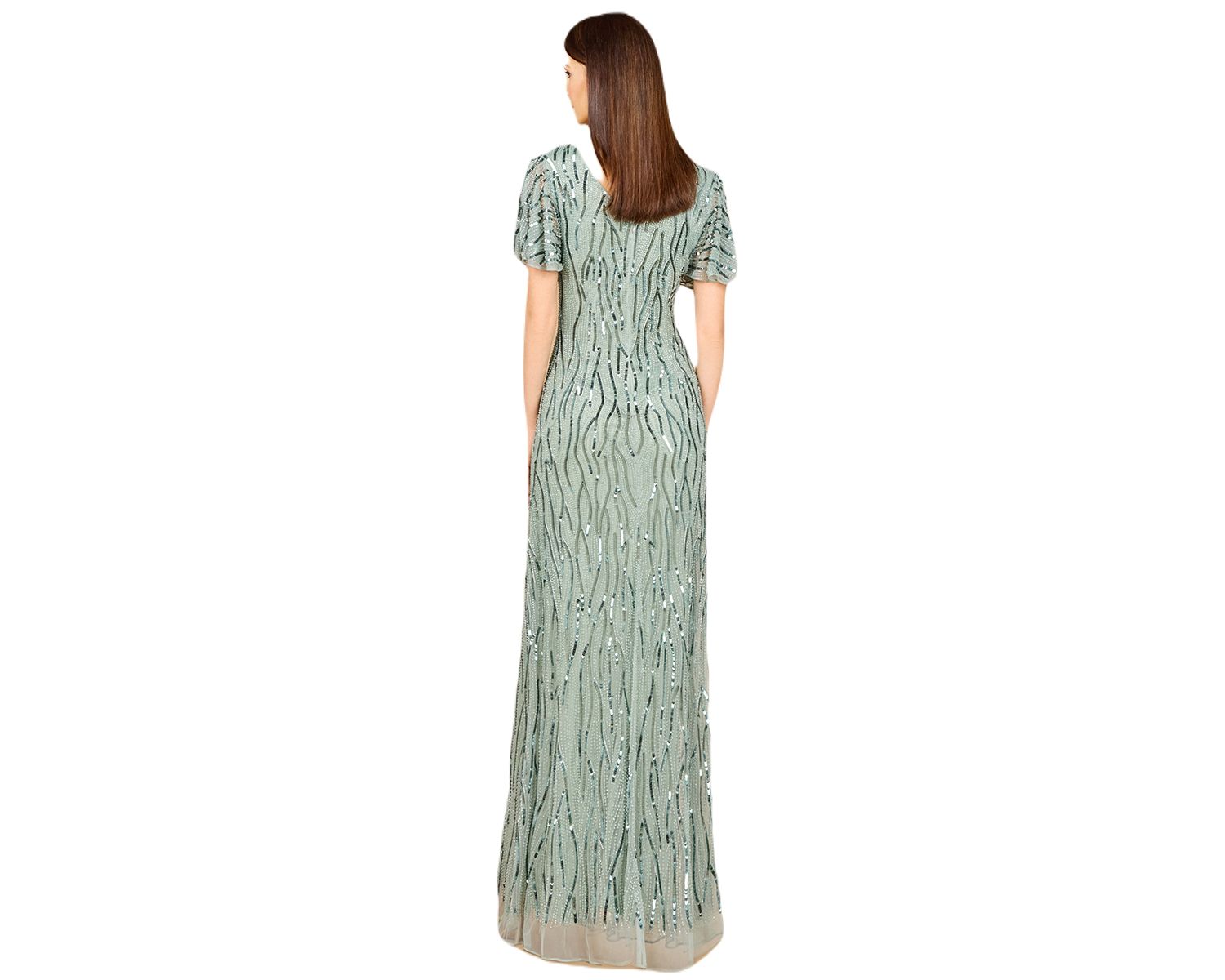 Women's Beaded Gown With Cape Sleeves