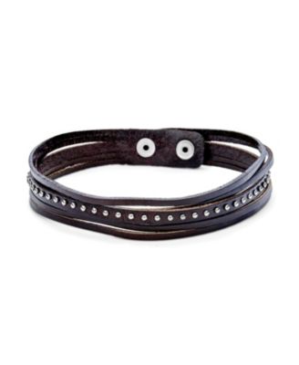 Hip Hop Punk Rocker Cuff Bracelet Metal Studded Rivets Multi-Layer Leather