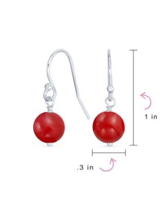 Basic Round 8MM Bead Drop Earrings with Fish Hook in Sterling Silver