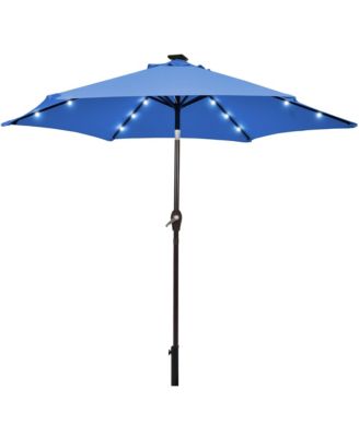 9 ft Patio Table Market Umbrella Yard Outdoor w/ Solar LED Lights