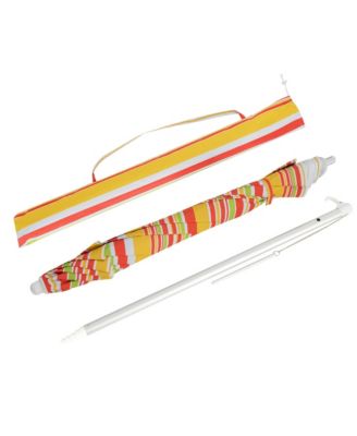 6.5Ft Beach Umbrella w/ Tilt Mechanism Sand Anchor Carrying Bag