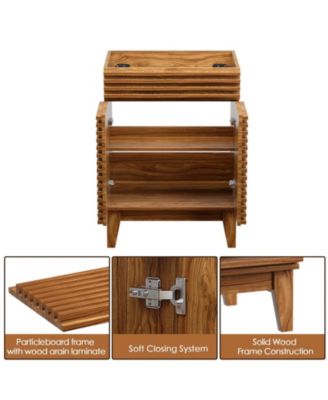 Particleboard Bathroom Cabinet Vanity with Storage and Wood Grain Laminate (Sink Basin Not Included)