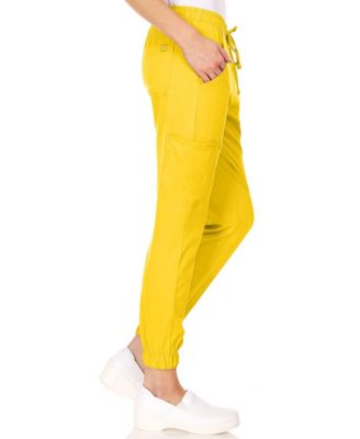 Plus Size Leah 5-Pocket Stretch Cargo Jogger Scrub Pants Yellow 3X Large