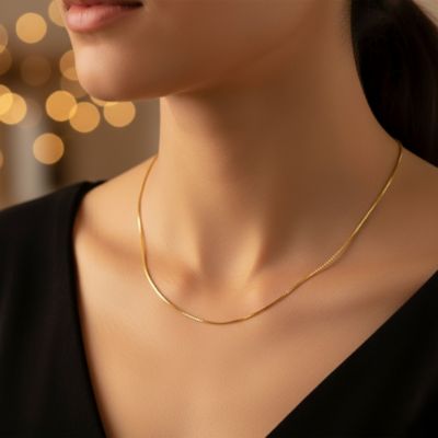 Basic Thin 019 Gauge Box Chain Necklace Gold Plated Sterling Silver