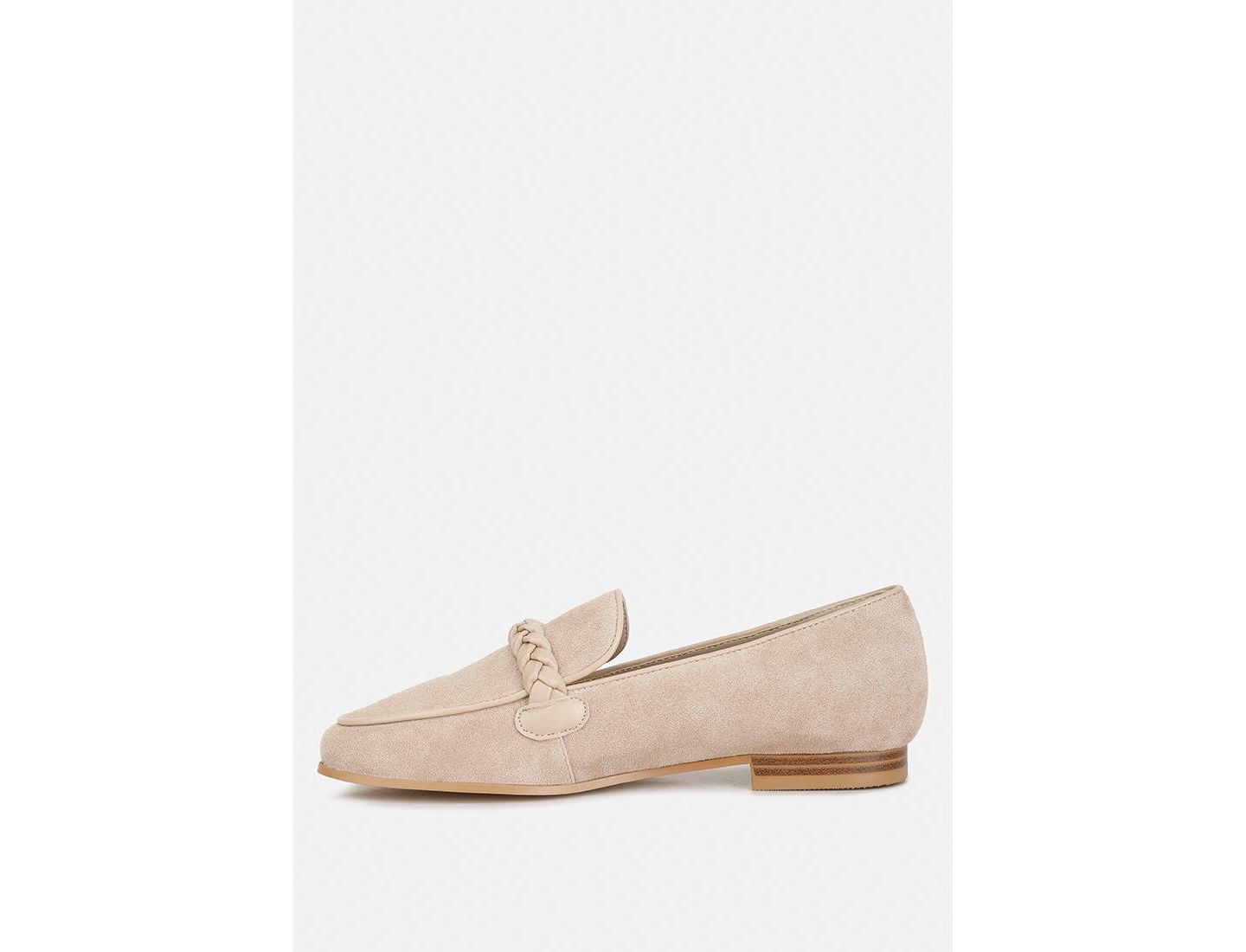 Женские туфли Rag & Co Echo Suede Leather Braided Detail, цвет: Бежевый — фото 4
