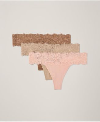 Women's Lace Waist Thong 3-Pack