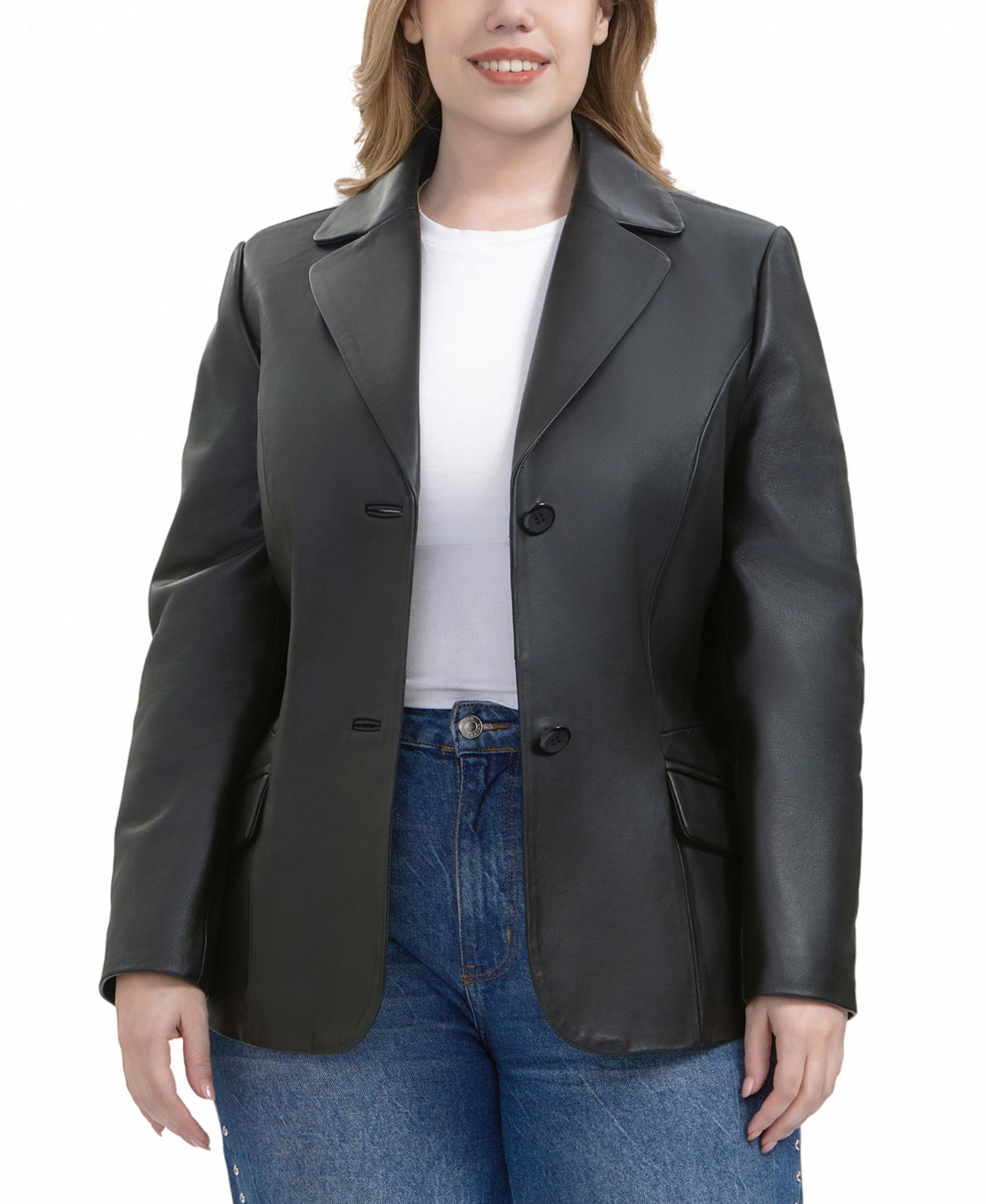 Plus Size Ruth Leather Blazer Jacket