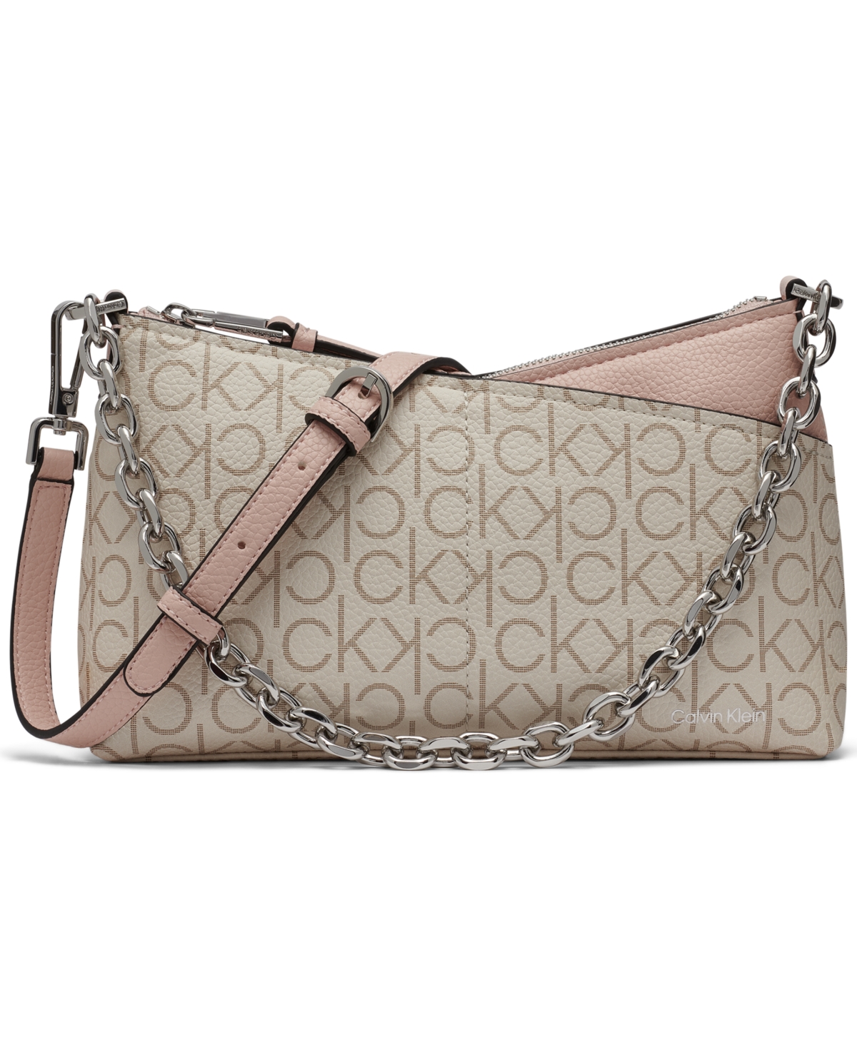 Calvin Klein Zoe Chain Mini Crossbody Bag In Blossom,vanilla Khaki,alm Taupe