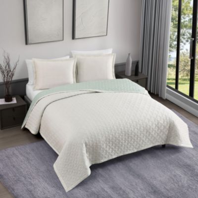 100% Cotton Sateen 3 Piece Textured Quilted Queen Size Coverlet Set