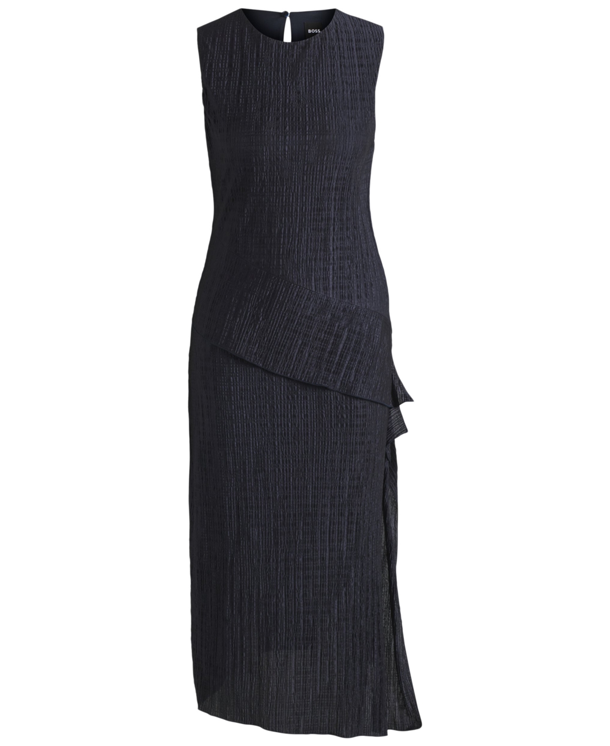 Hugo Boss Boss By  Women's Layered Effect Plisse Dress In Dark Blue