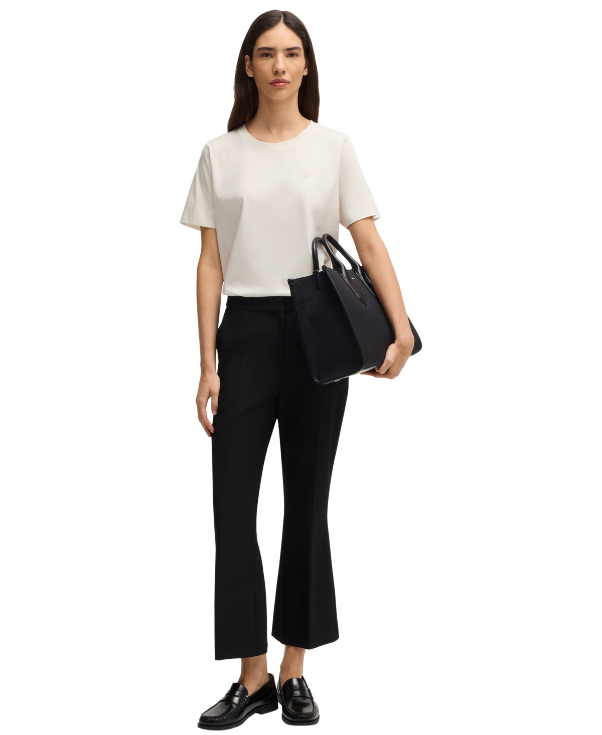 Hugo Boss Boss By  Women's Mercerized Cotton T-shirt In Open White