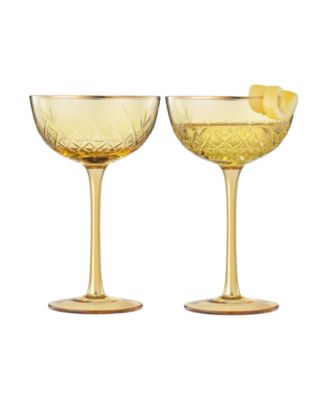 Vintage Art Deco Coupe Glasses, Set of 2