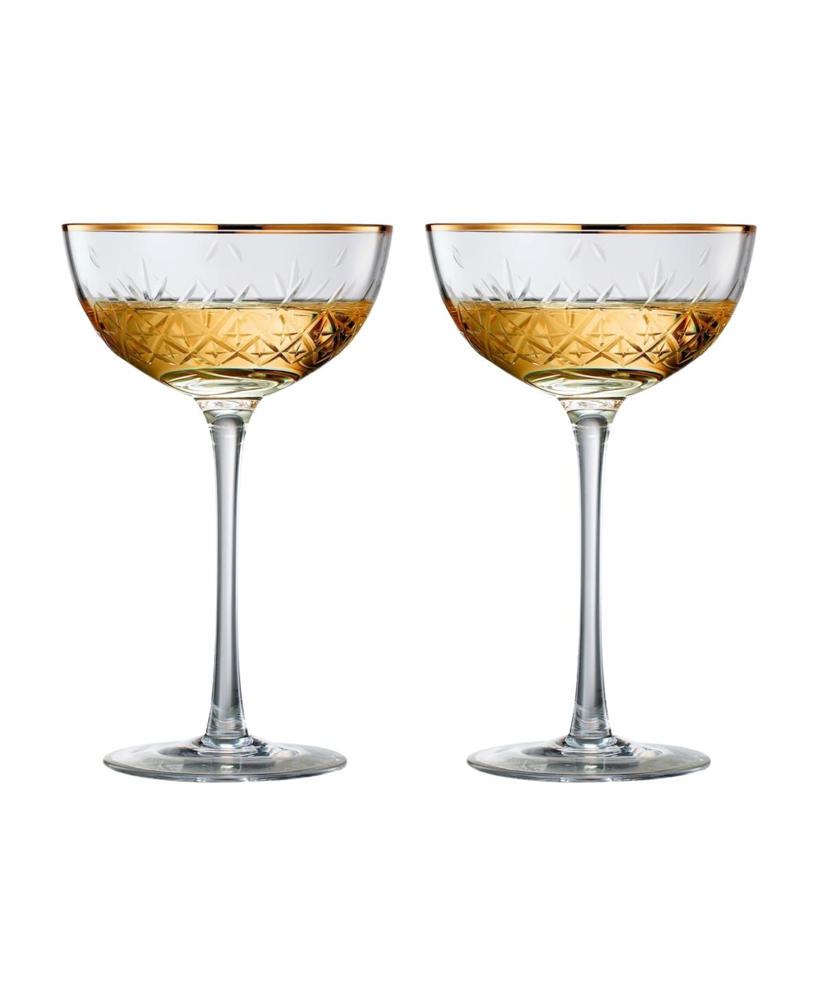 The Wine Savant Vintage Art Deco Coupe Glasses, Set Of 2 In Clear