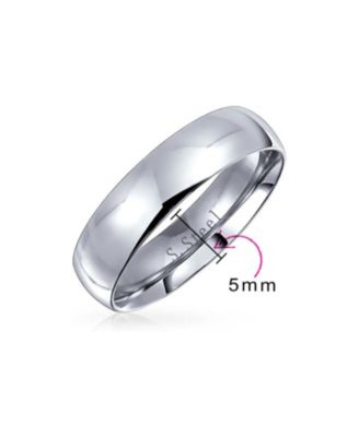Plain Simple Dome Comfort Fit 5MM Band Ring Gold Plated Silver Tone Stainless Steel