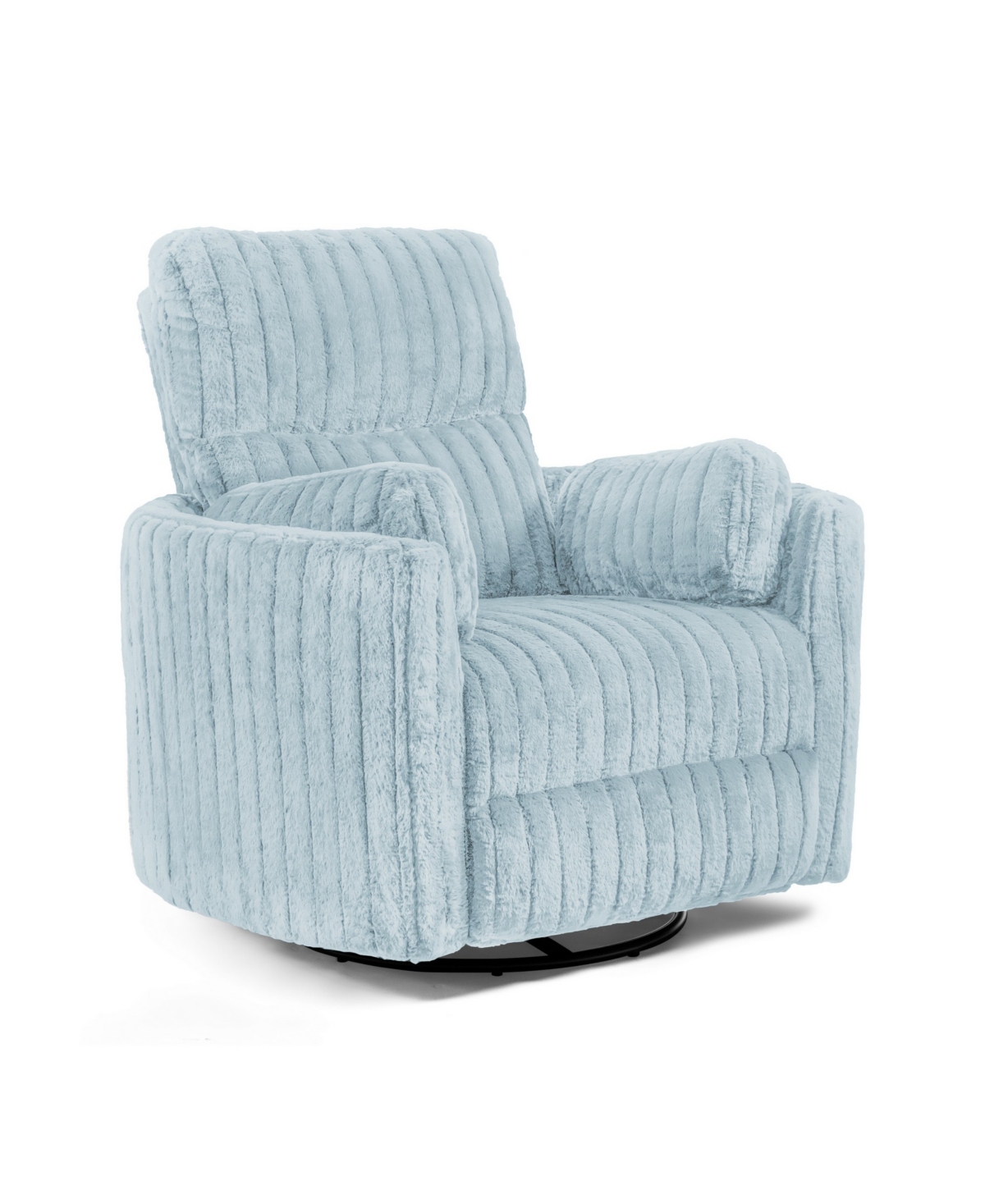 Furniture Of America 41" Jorvien Modern Chenille Power Swivel Glider Recliner With Pillows In Sky Blue