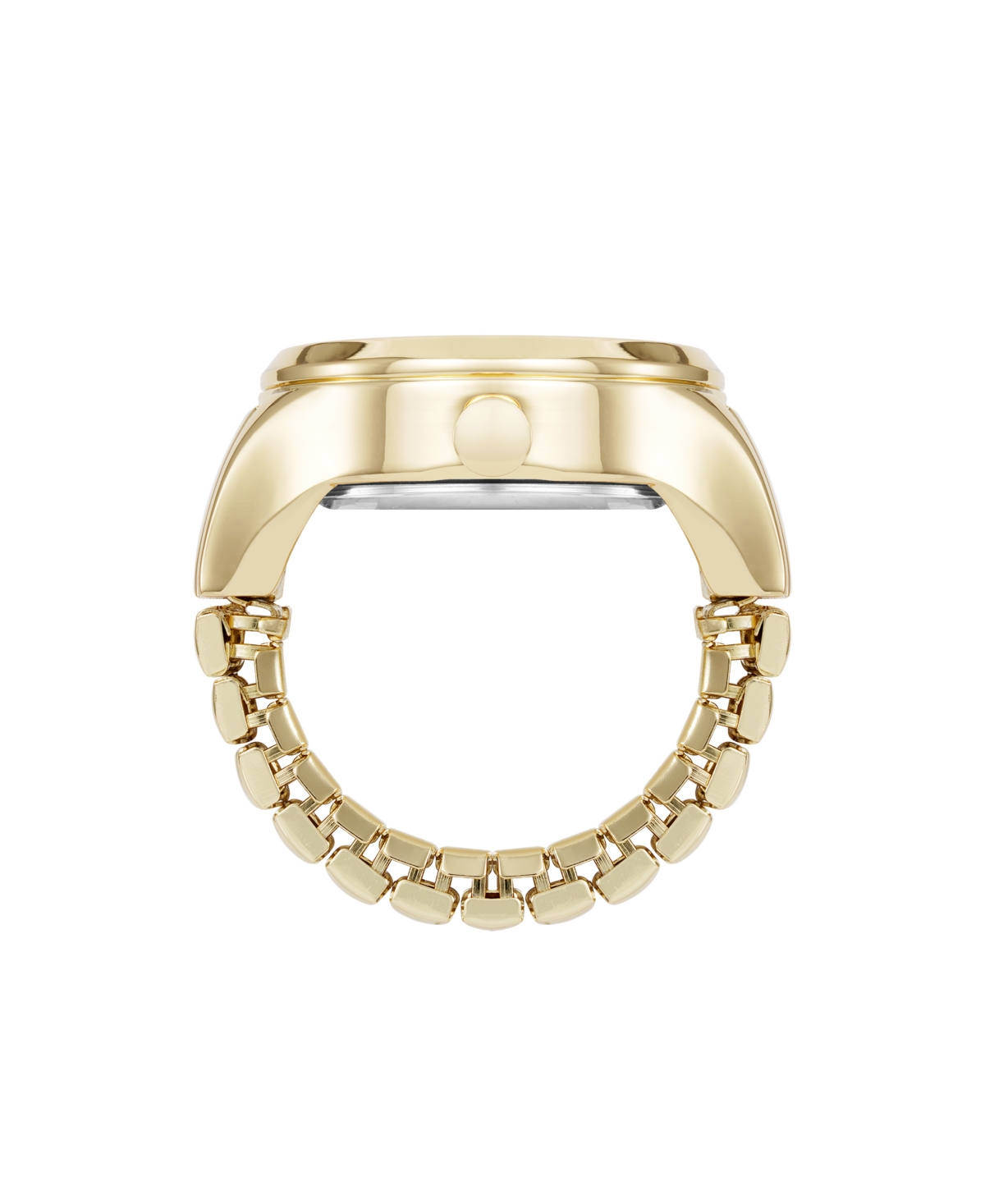 NINE WEST WOMEN'S QUARTZ GOLD-TONE METAL ALLOY CRYSTAL ACCENTED DIAL RING WATCH, 23MM 