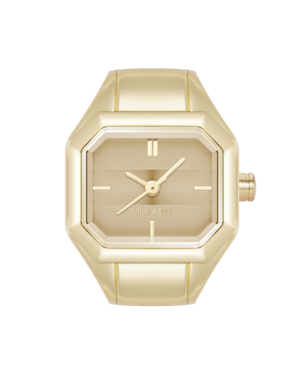 Nine West Women's Quartz Iconic Tan And Gold-tone Metal Alloy Ring Watch, 22mm In Tan,gold-tone