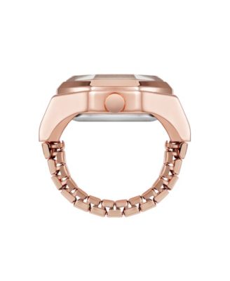 Women's Quartz Octagonal Ombre Glitter Rose Gold-Tone Metal Alloy Ring Watch, 23mm