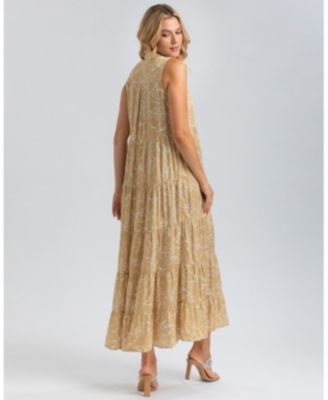 Maternity Sleeveless Shirt Collar Maxi Clara Dress