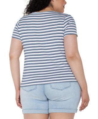 Liverpool Plus Size Striped Crewneck Classic T-Shirt