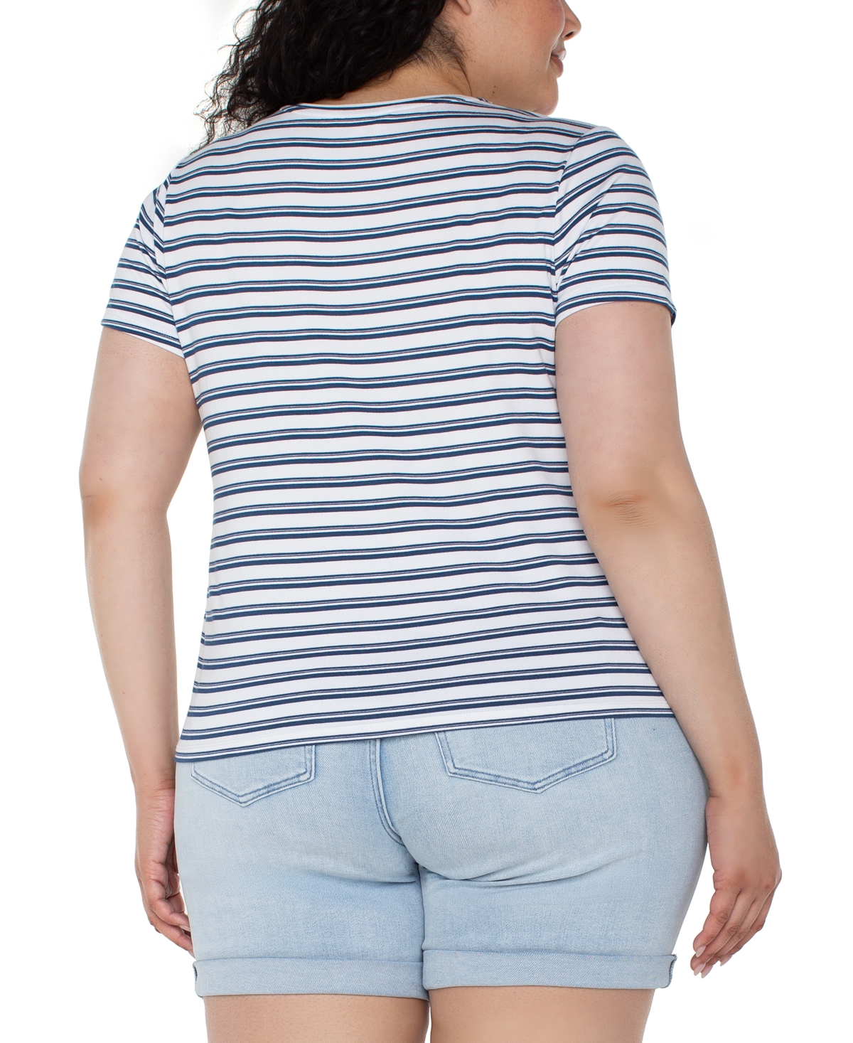 Liverpool Los Angeles Liverpool Plus Size Striped Crewneck Classic T-shirt