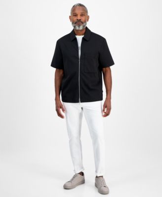 Michael Kors Mens Double Knit Zipper Short-Sleeve Shirt 7890₽